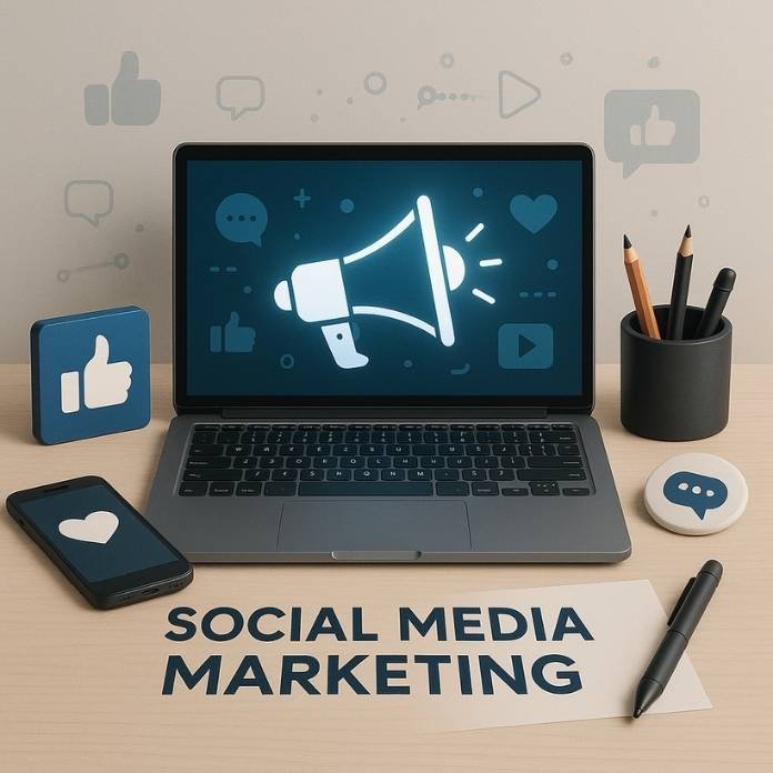 Digital workspace representing Digi Muslim’s halal social media management services for Muslim brands.